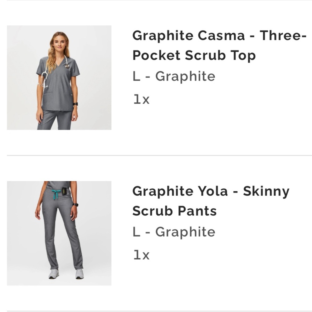 Figs scrub set size large graphite gray